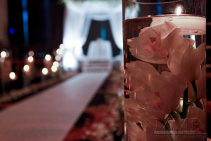 Close up of Flowers in water at NYC Wedding