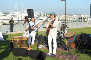 Musicians performing at outdoor waterfront wedding in New York